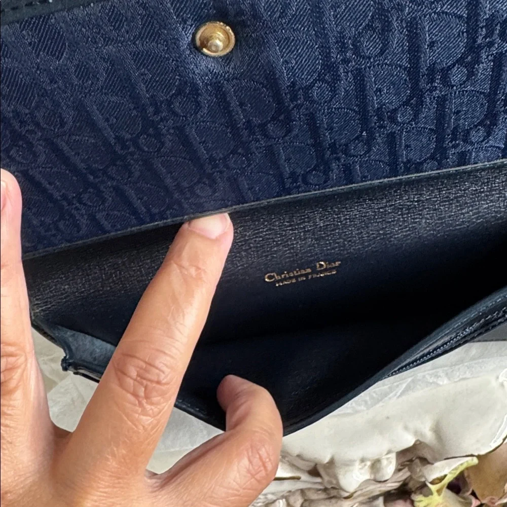 Christian Dior Long Wallet Blue Vintage - Picture 8 of 11